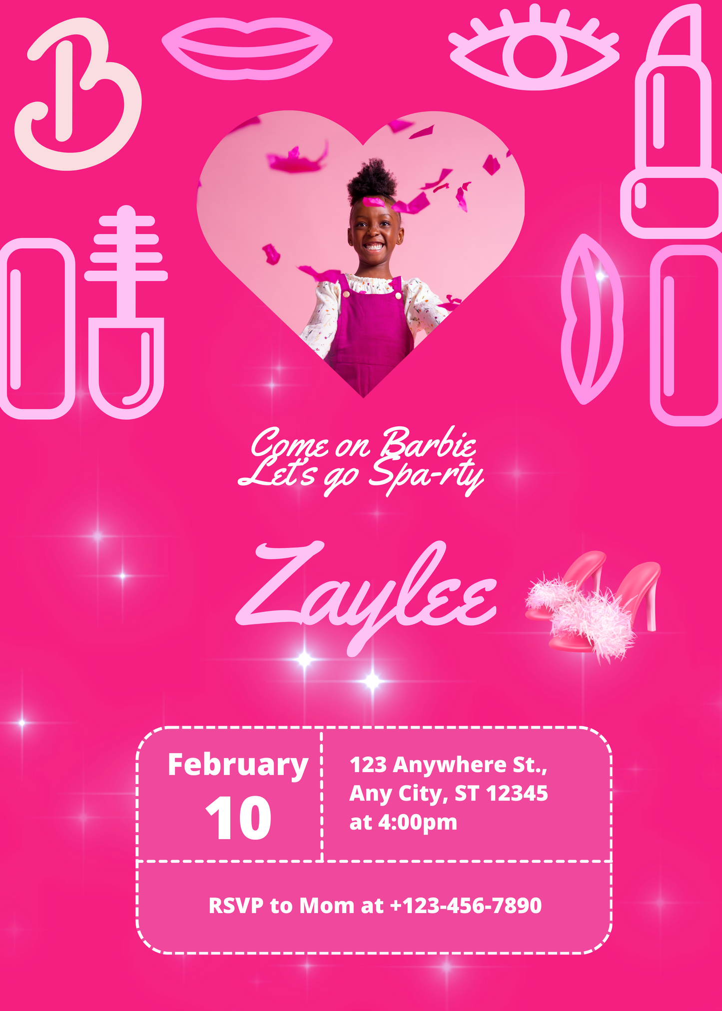 Barbie Spa-rty Birthday Invitations